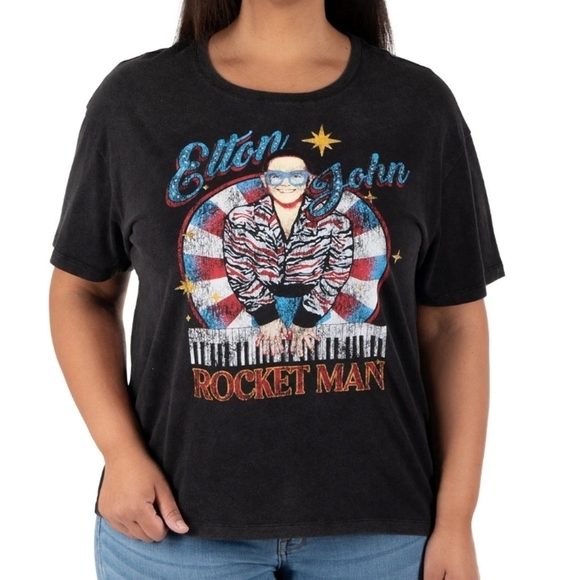 Elton John Tops - Elton John Rocket Man Licensed Band Tee XXL